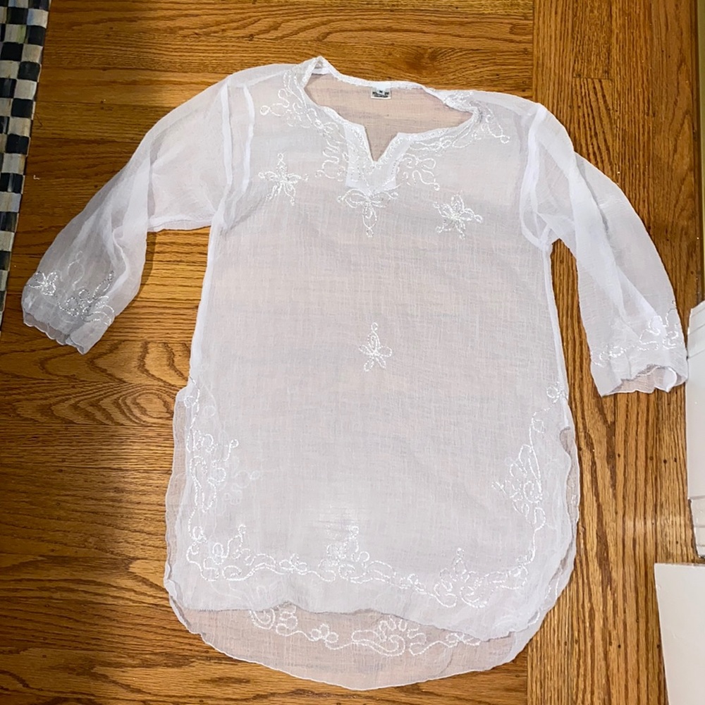 White sheer beach coverup